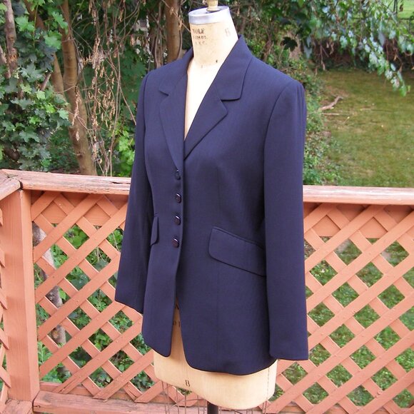 SICARI size 8 Navy blue pinstripe ladies' blazer Corporate professional jacket - Picture 6 of 10